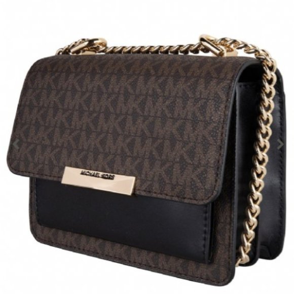 NEW Michael Kors Jade Brown & Black with Gold hardware_leather crossbody bag - Picture 3 of 11